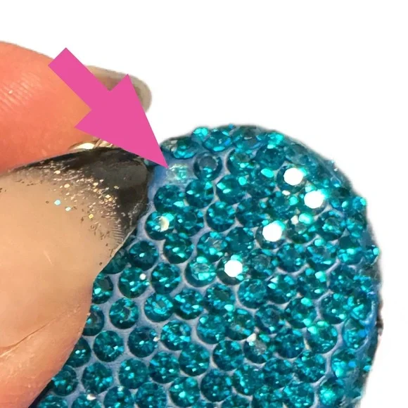 Blingy Gold and Blue Heart Bag Charm/ Bag Keychain - Picture 5 of 5